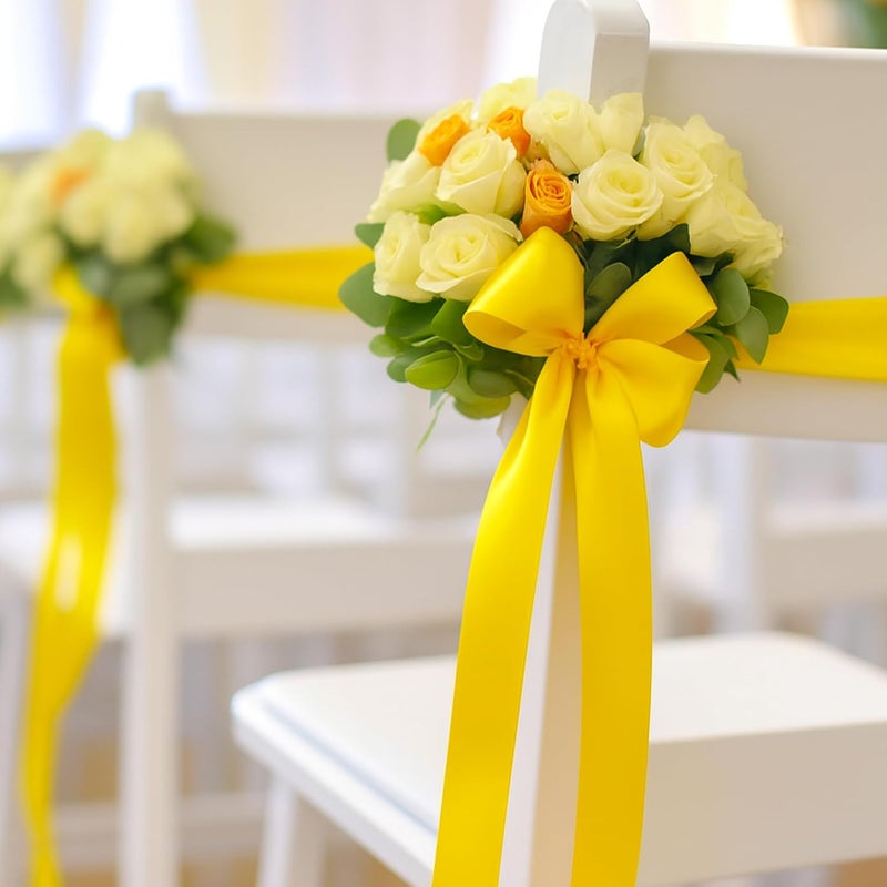 Fullive 1 1/2 Inch Yellow Ribbon, 30 Yards Ribbons for Crafts, Polyester Satin Ribbon for Gift Wrapping for Birthday Christmas Decorations Party Favor DIY Bows Floral Arrangements Wrapping Bouquet - Image 5